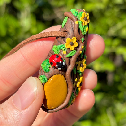 Yellow Jasper Ladybug Pendant