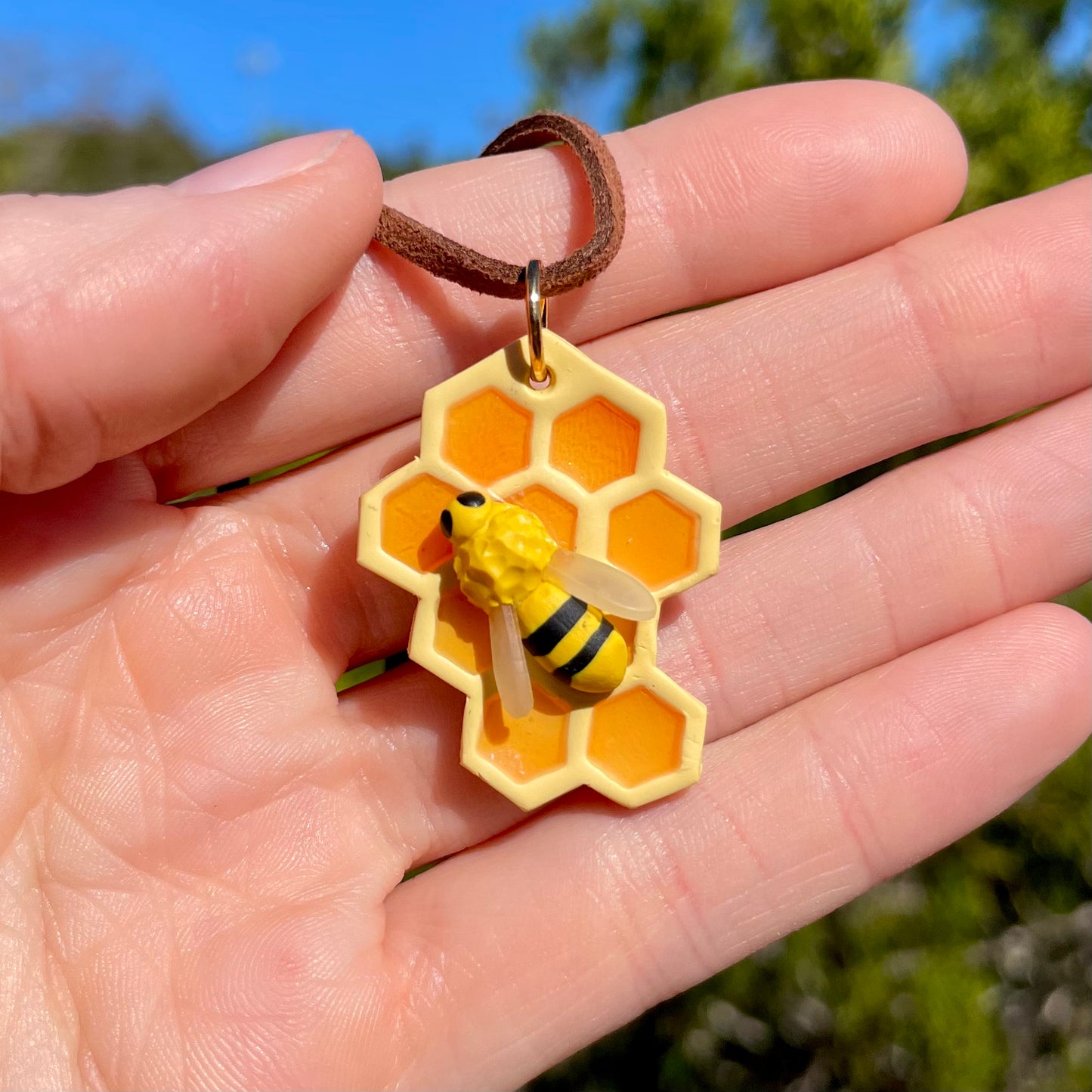 Honeycomb + Bee Pendants(made to order)