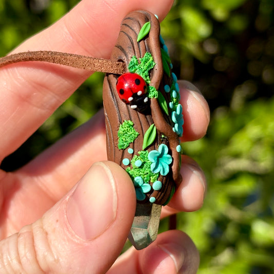 Aura Quartz Ladybug Pendant