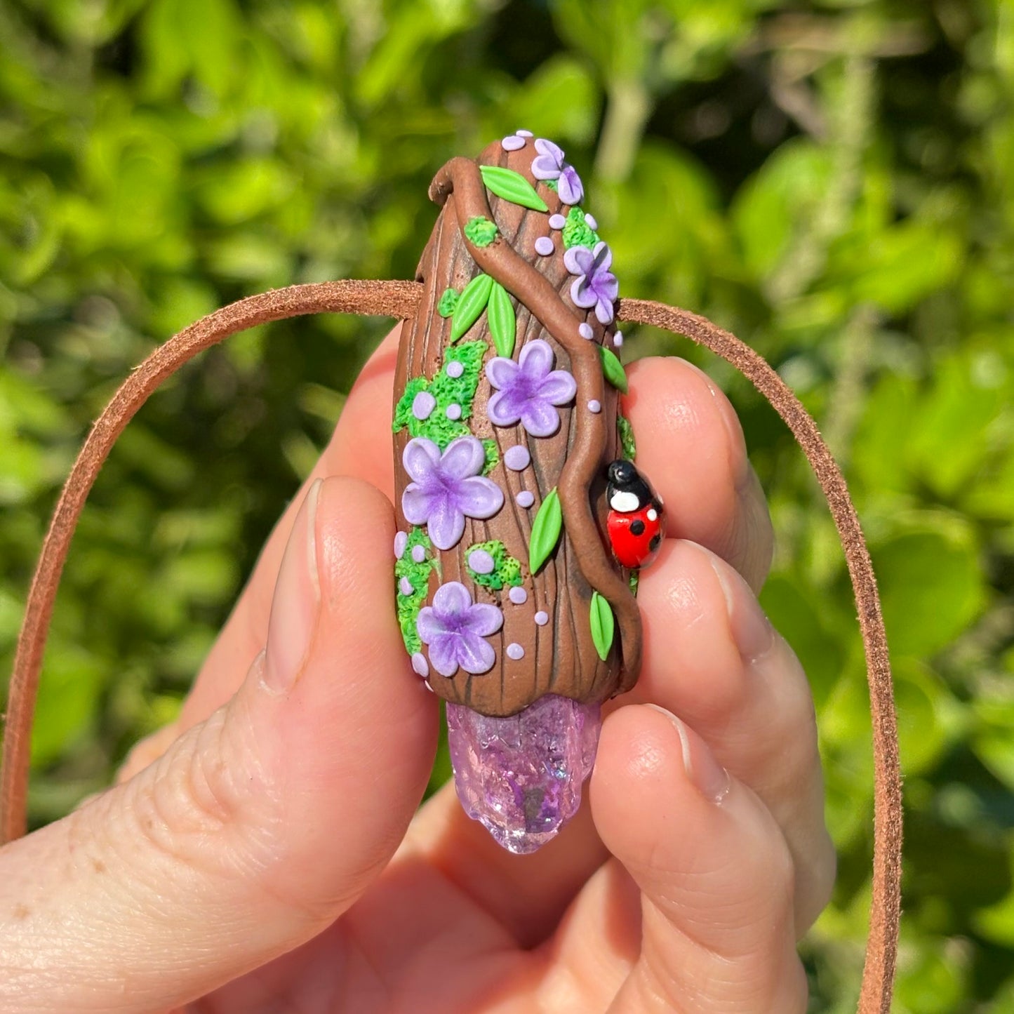 Aura Quartz Ladybug Pendant