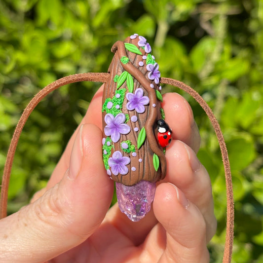 Aura Quartz Ladybug Pendant