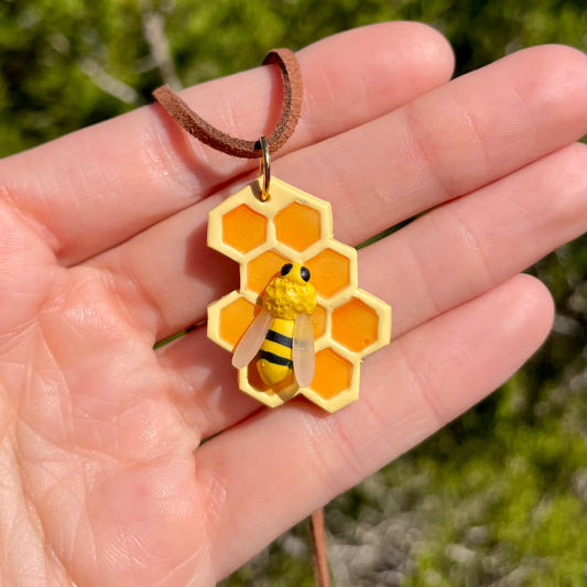 Honeycomb + Bee Pendants(made to order)
