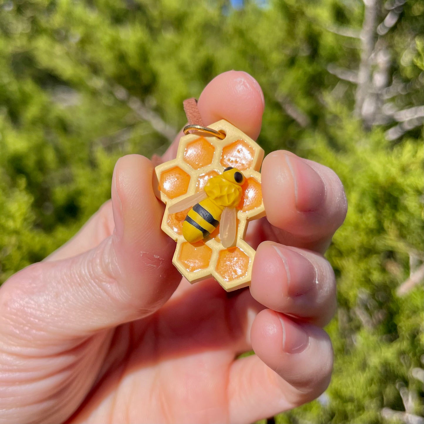 Honeycomb + Bee Pendants(made to order)