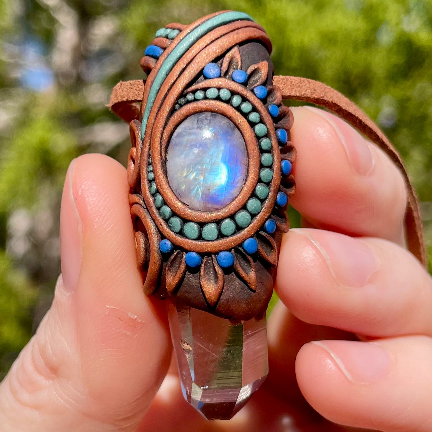 Ethereal Moonstone + Quartz Pendant