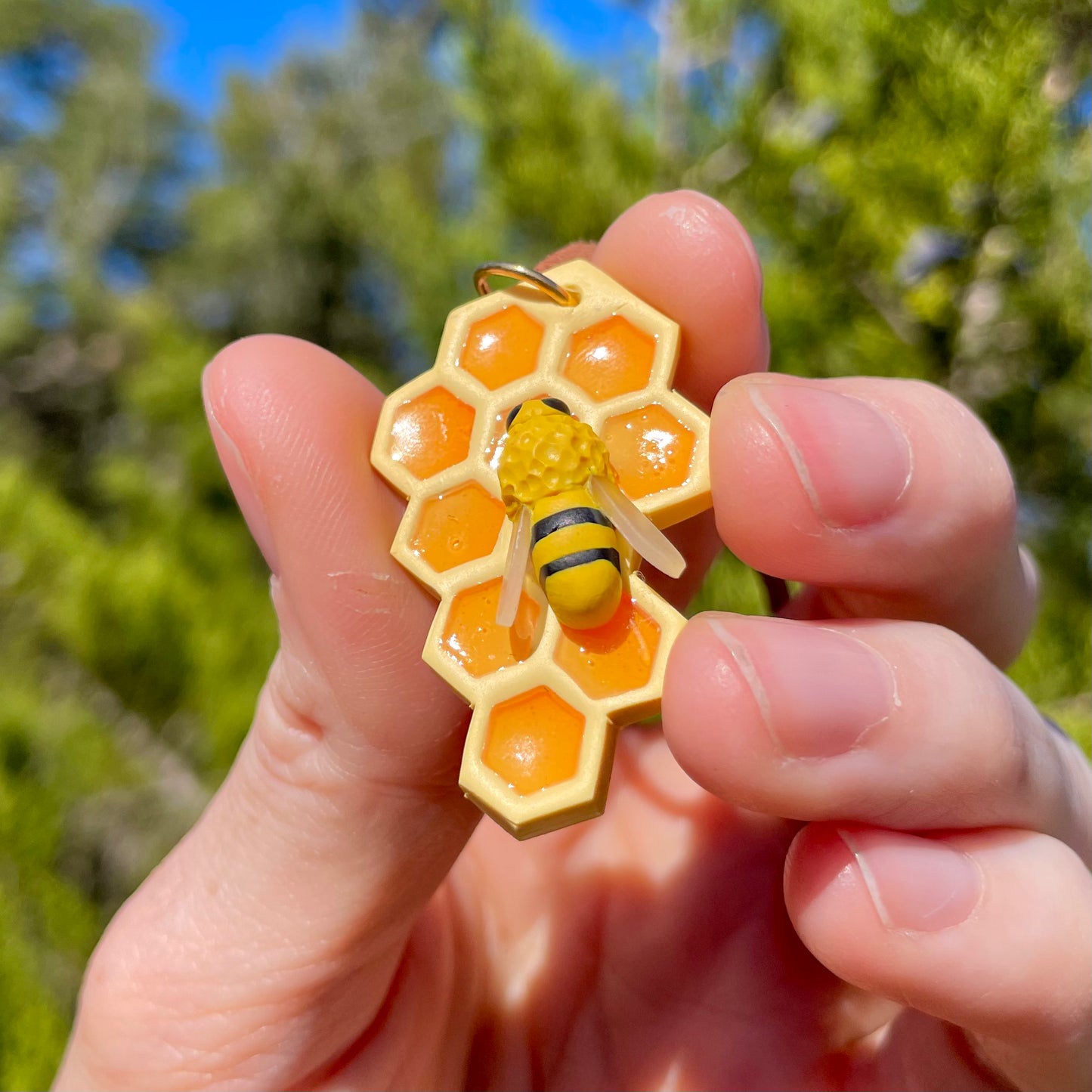 Honeycomb + Bee Pendants(made to order)