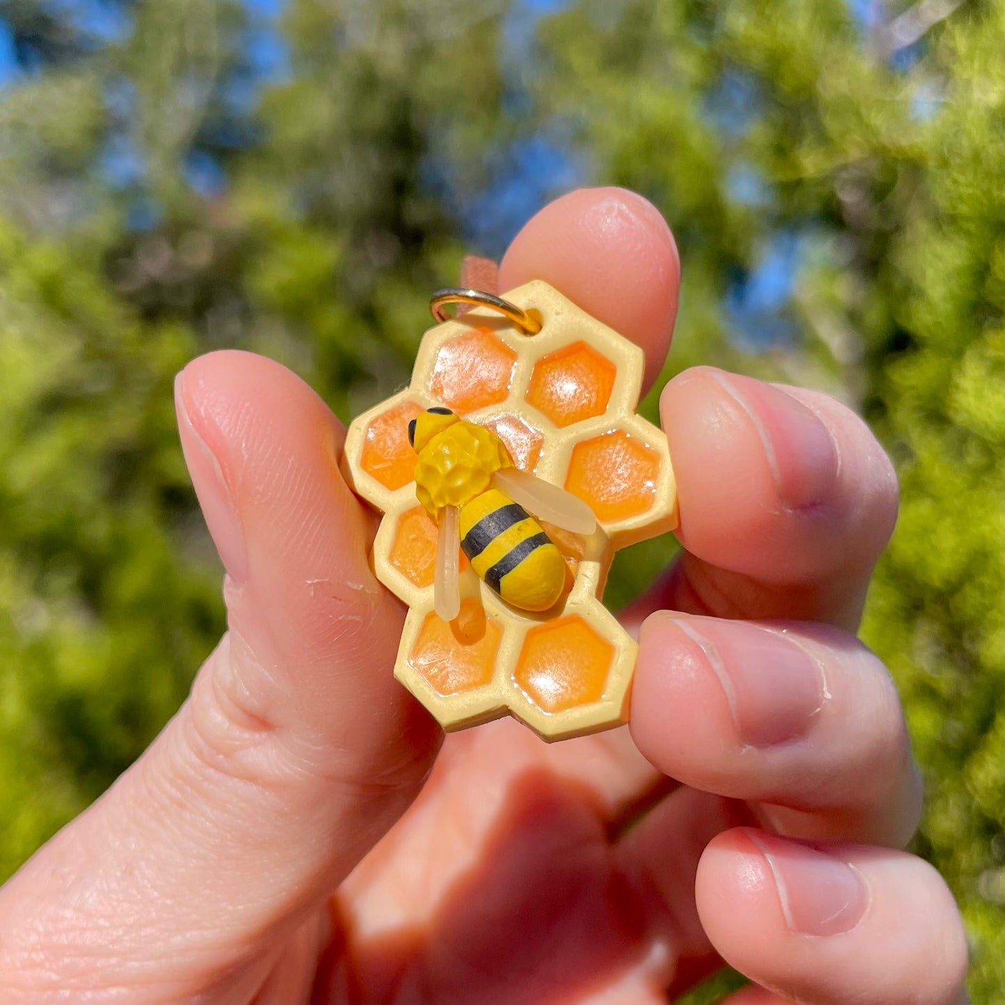 Honeycomb + Bee Pendants(made to order)