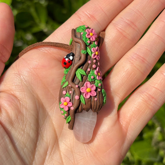 Rose Quartz Ladybug Pendant