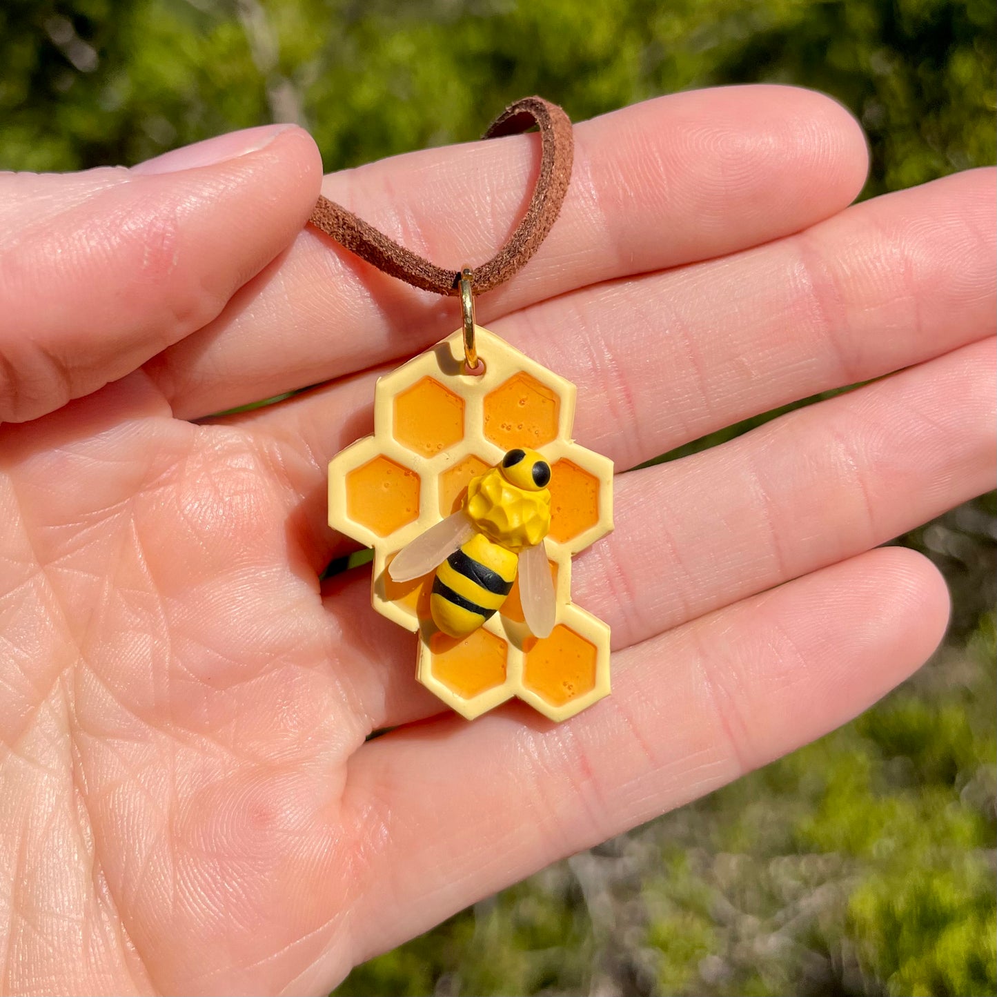 Honeycomb + Bee Pendants(made to order)