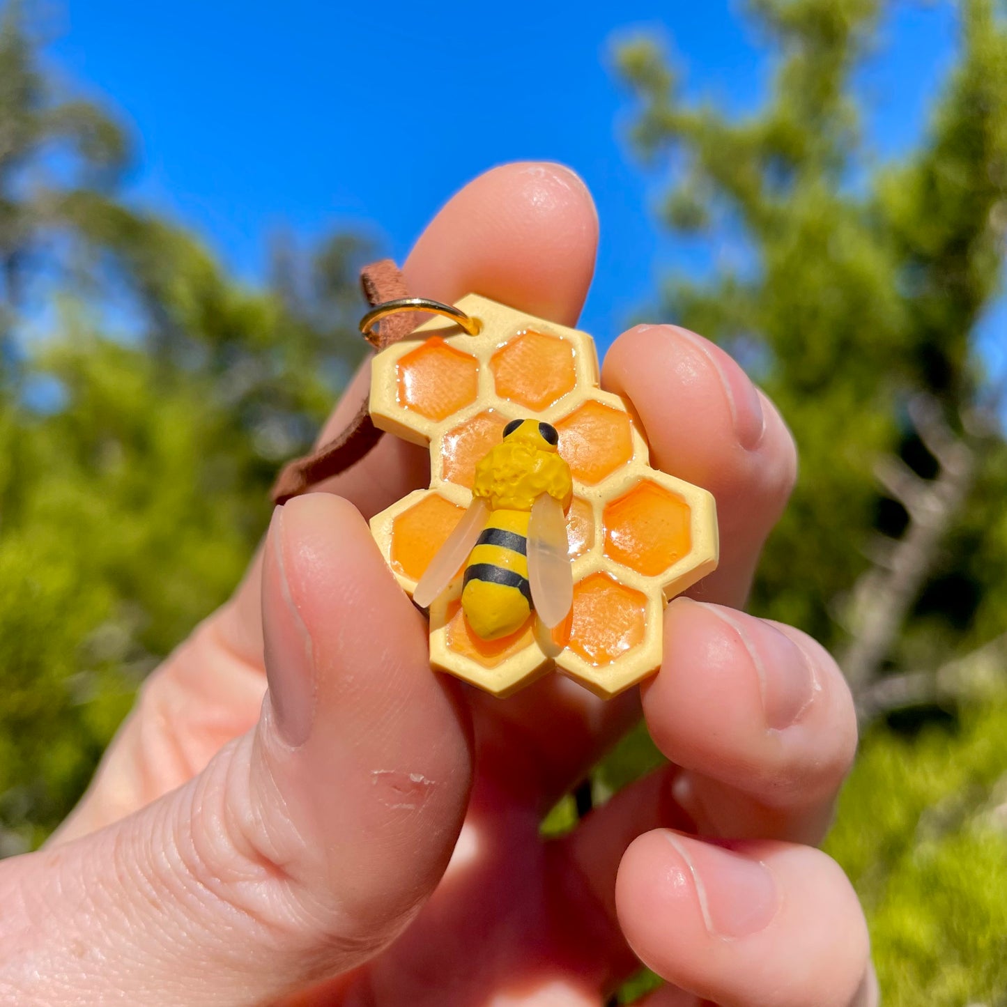 Honeycomb + Bee Pendants(made to order)