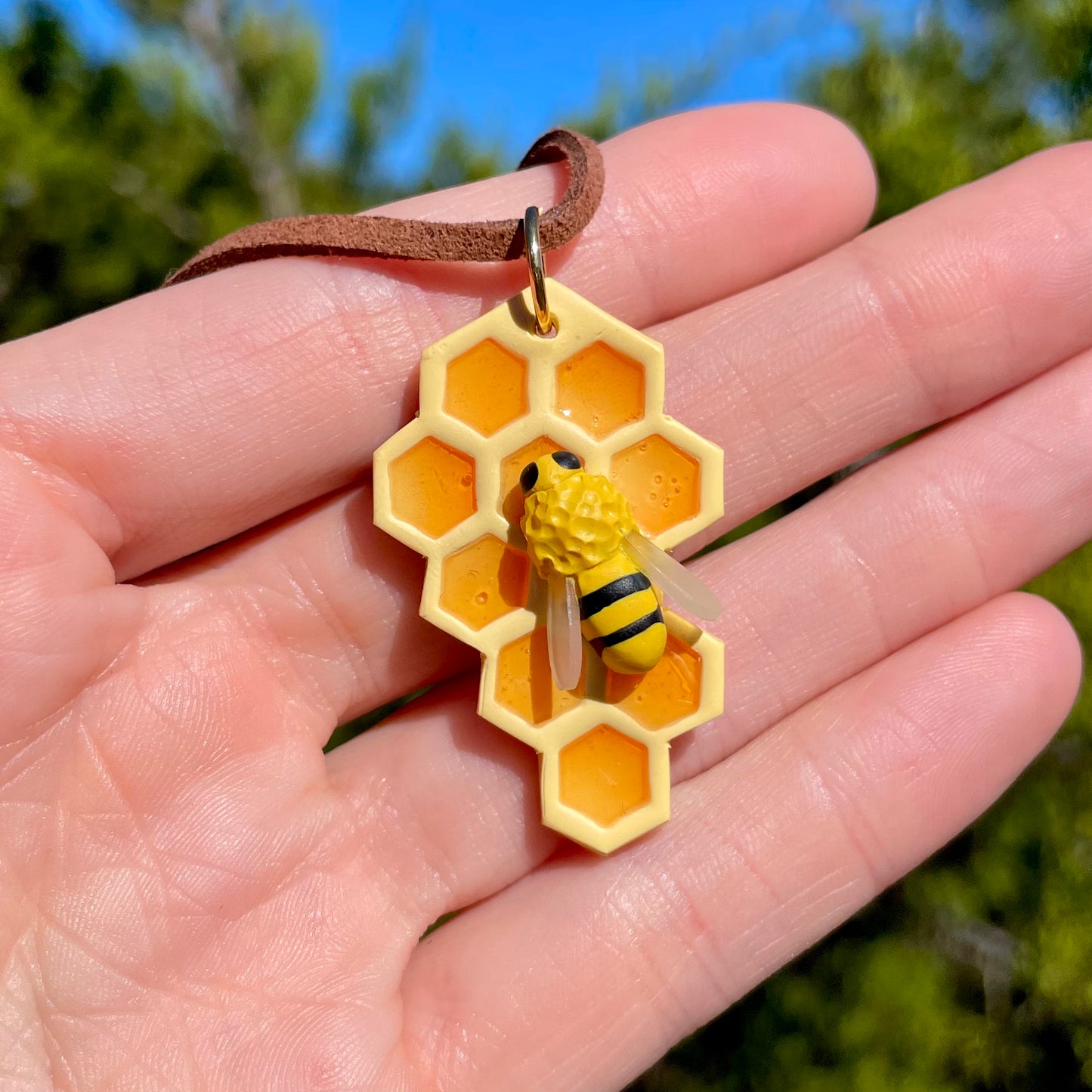 Honeycomb + Bee Pendants(made to order)