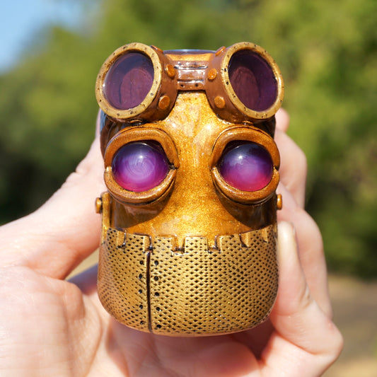 Leather Goggle Steampunk Fiend : Ambient Glass collab