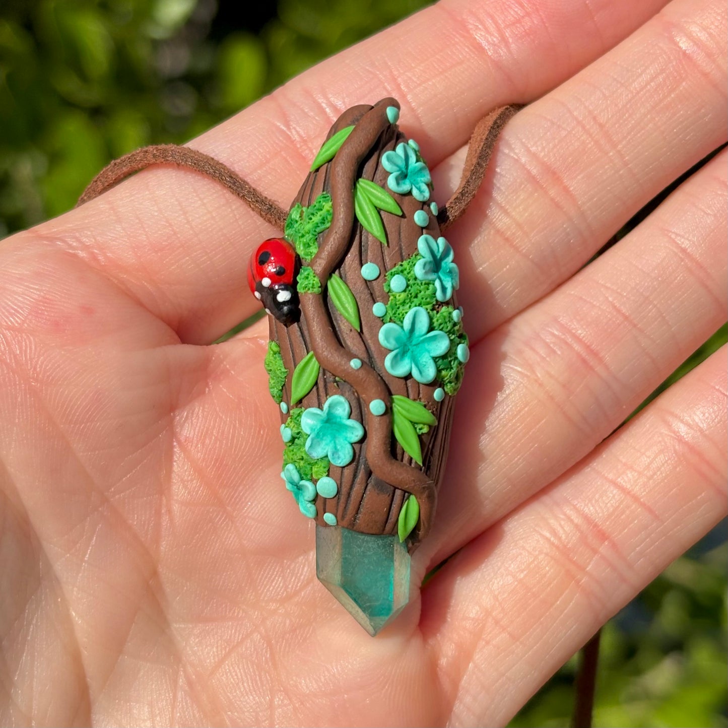 Aura Quartz Ladybug Pendant