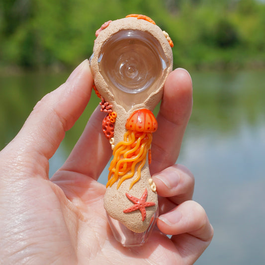 Orange Jellyfish Spoon : Savant Glass collab