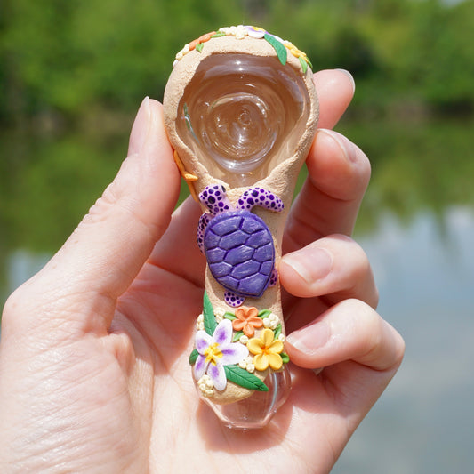 Purple Sea Turtle Spoon : Savant Glass collab